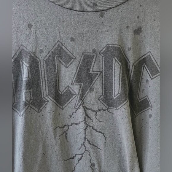AC/DC LOGO Graphic Music Cropped T-Shirt XL Grey and Black - Picture 2 of 4